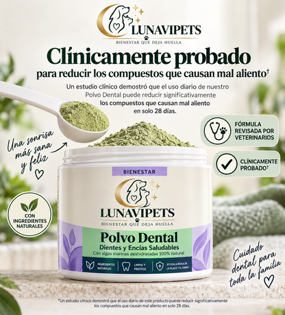 LunaVipets® Polvo Dental — Dientes y Encías Saludables