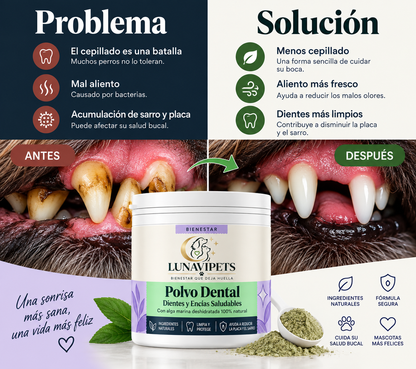 LunaVipets® Polvo Dental — Dientes y Encías Saludables