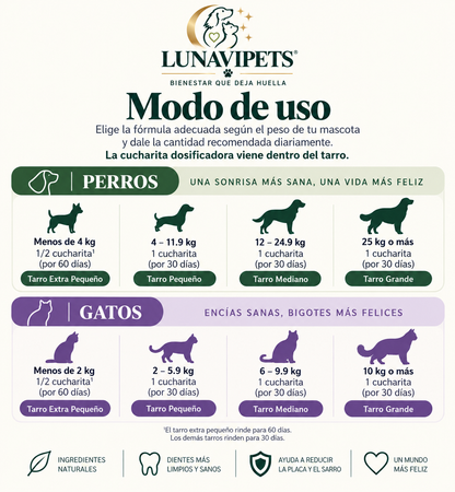 LunaVipets® Polvo Dental — Dientes y Encías Saludables